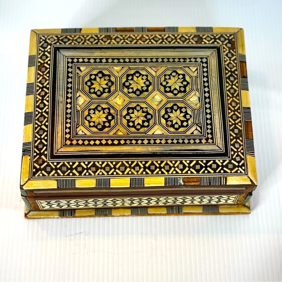 Unbranded Other - Middle Eastern Moroccan Moorish Inlaid Wooden Trinket Jewelry Box Side Hinge